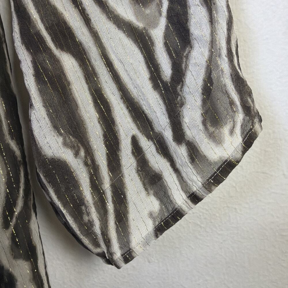 Chico's Animal Print Tunic Large silk brown gold bohemian beaded festival party - Picture 3 of 16